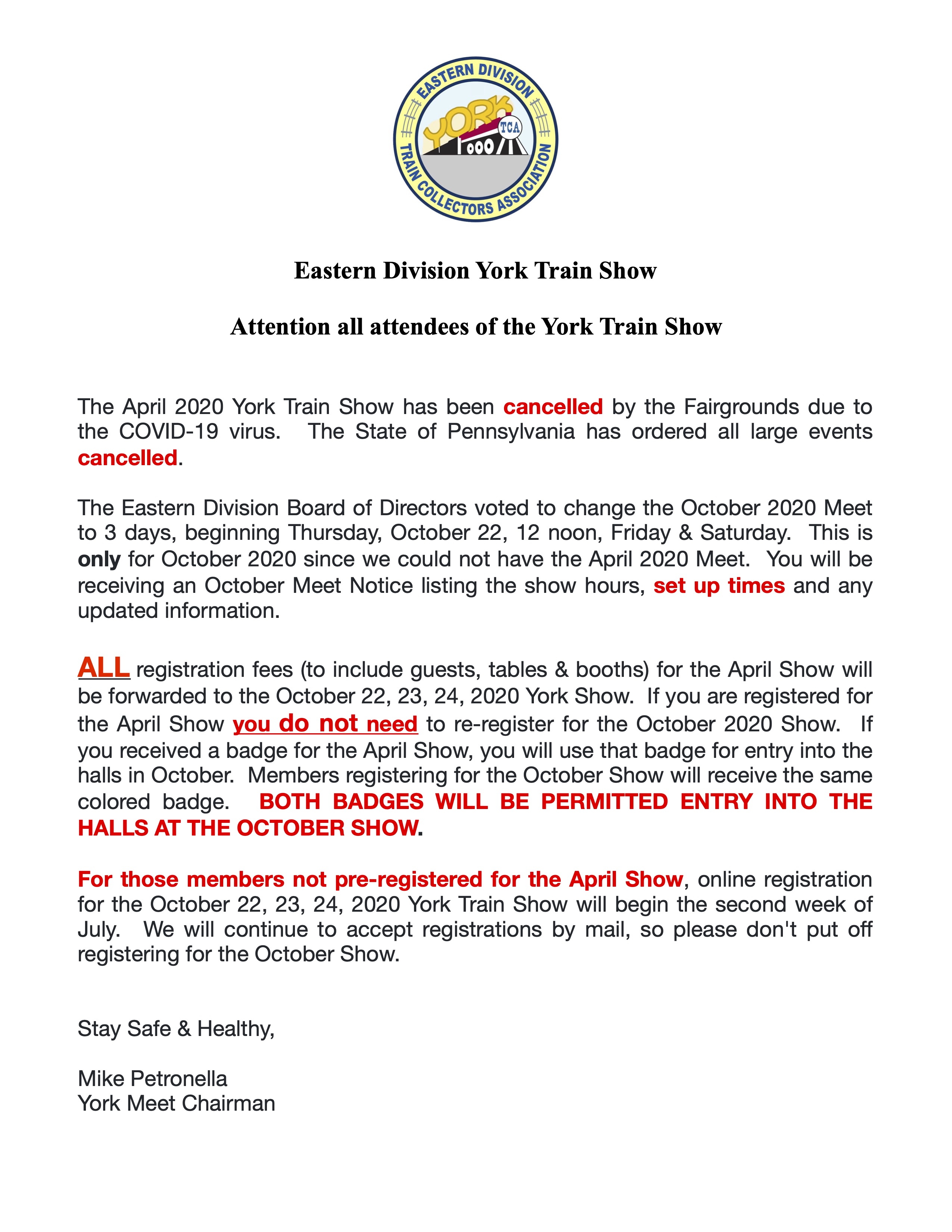 Eastern Division York Train Show Update